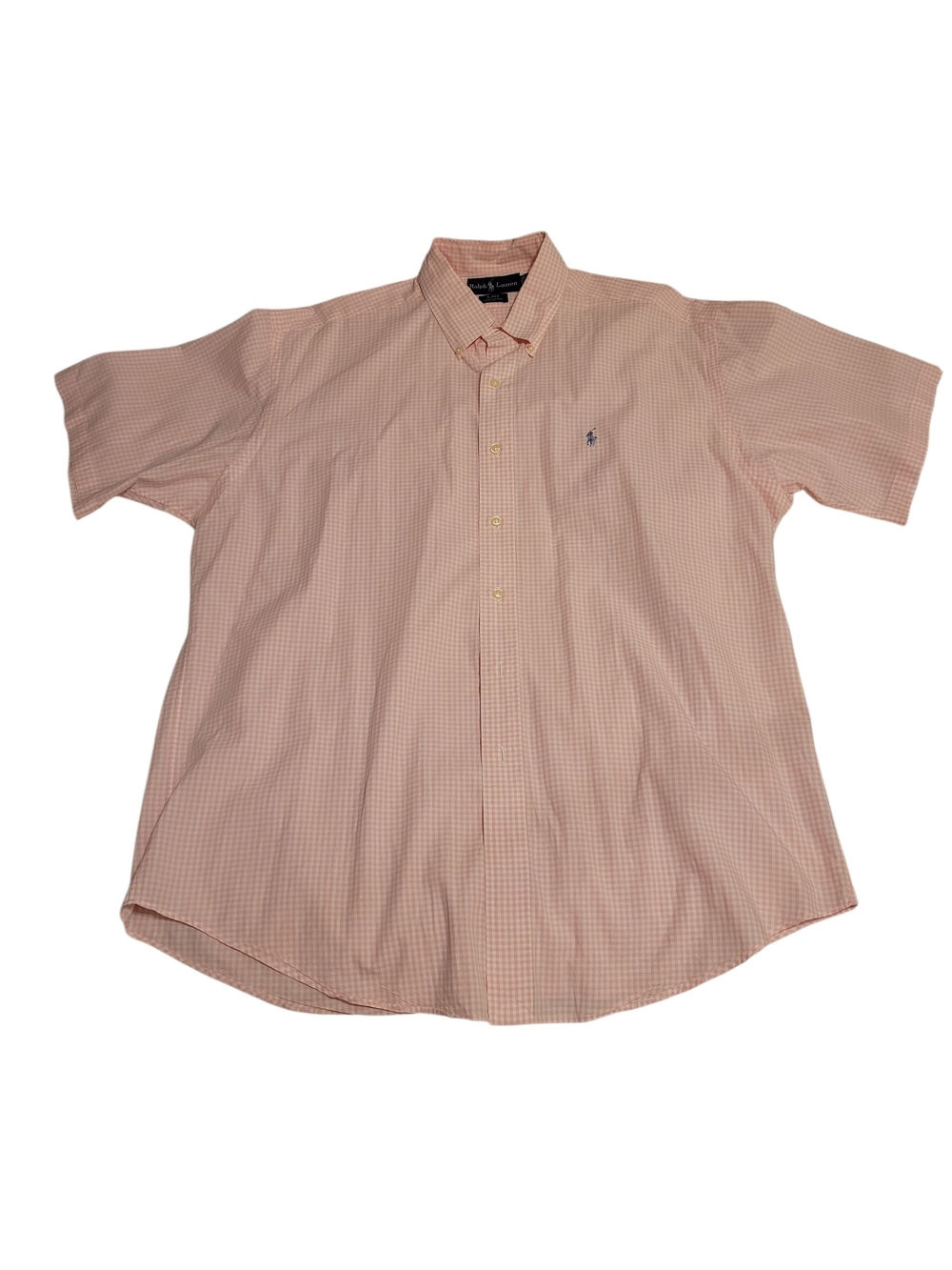 Ralph Lauren Men’s Light Pink Gingham Short-Sleeve Button-Down Shirt